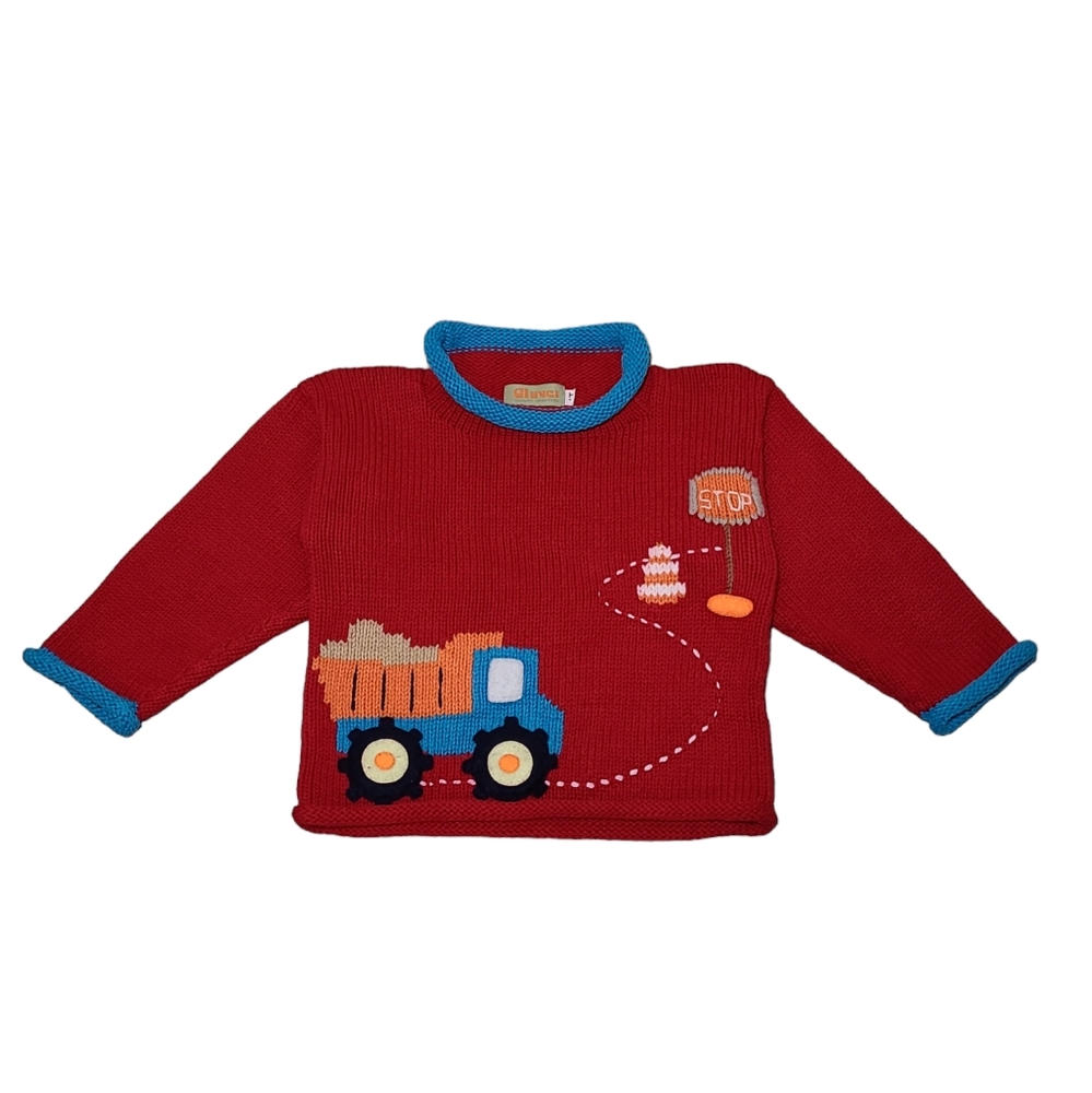 Toddler Boy Claver Dump Truck Roll Neck Sweater 4T
